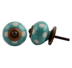 Sea Green Etched Dot Ceramic Drawer Knob